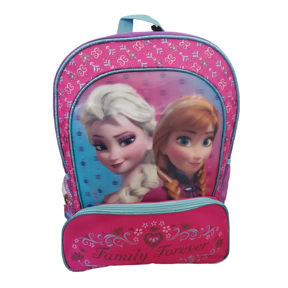 Disney Frozen 16" Backpack Anna Elsa Family Forever Mesh Pockets School Bag
